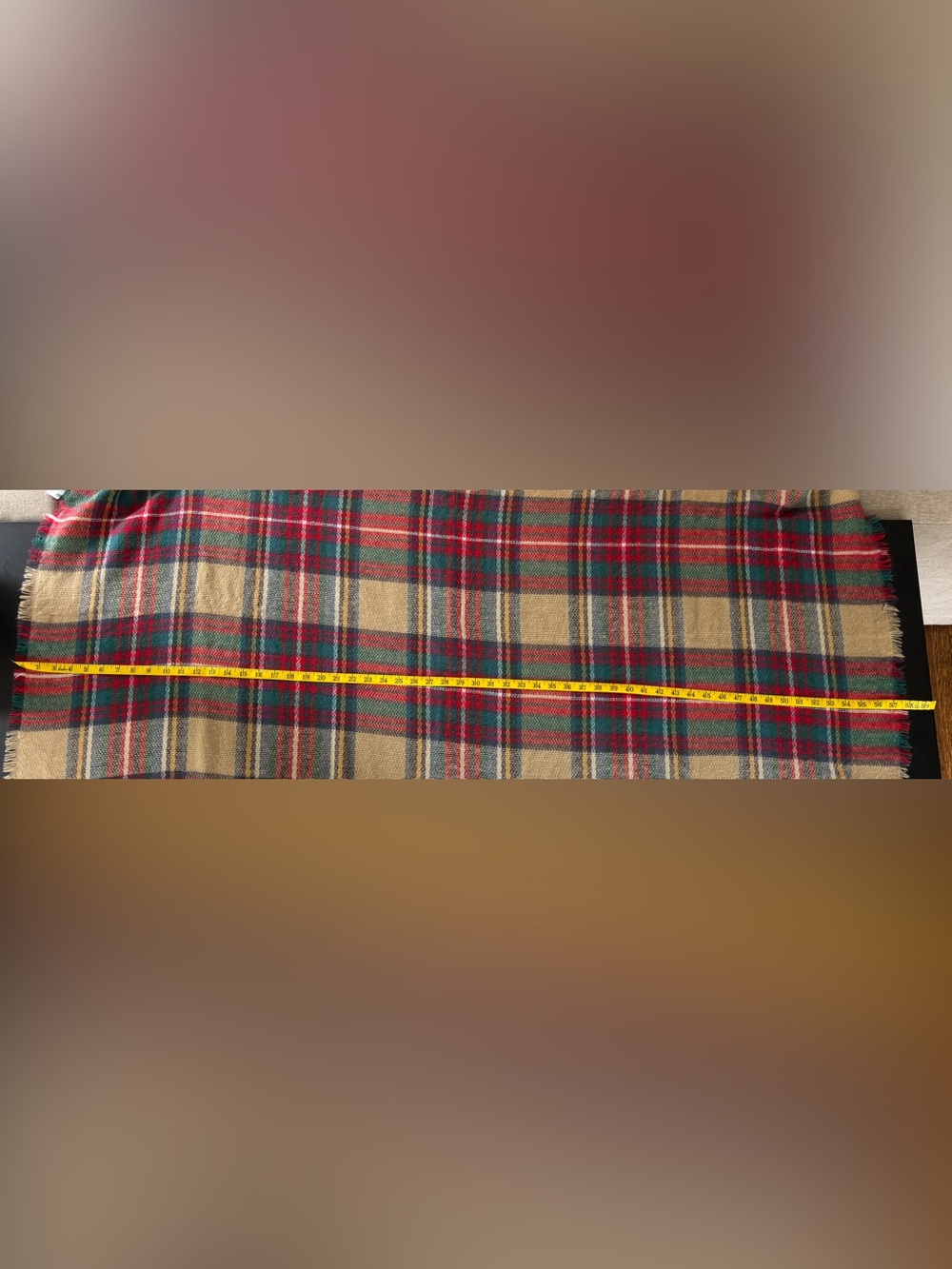 Altar'd State Plaid Wrap Scarf - Large Fringe Red, Green, and Cream - Picture 12 of 13